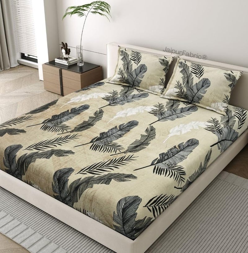 JaipurFabric 150 GSM Woolen Warm Printed Bedsheets with Two King Size Pillow Covers for Winter 300 TC Double Flat Size 100 x 100 Inches Sage Green - Image 4