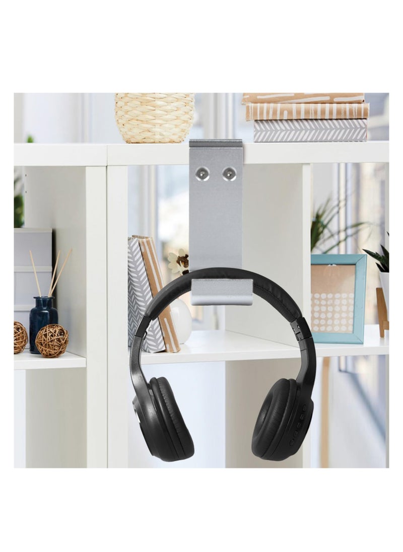 Excefore Aluminum Headphone Stand Hanger Foldable, Headset Holder Clamp Hook Under Desk with Cable Clip, Universal Headset Stand for Most Headset Gaming Headset & Controller, Silver  - Image 3