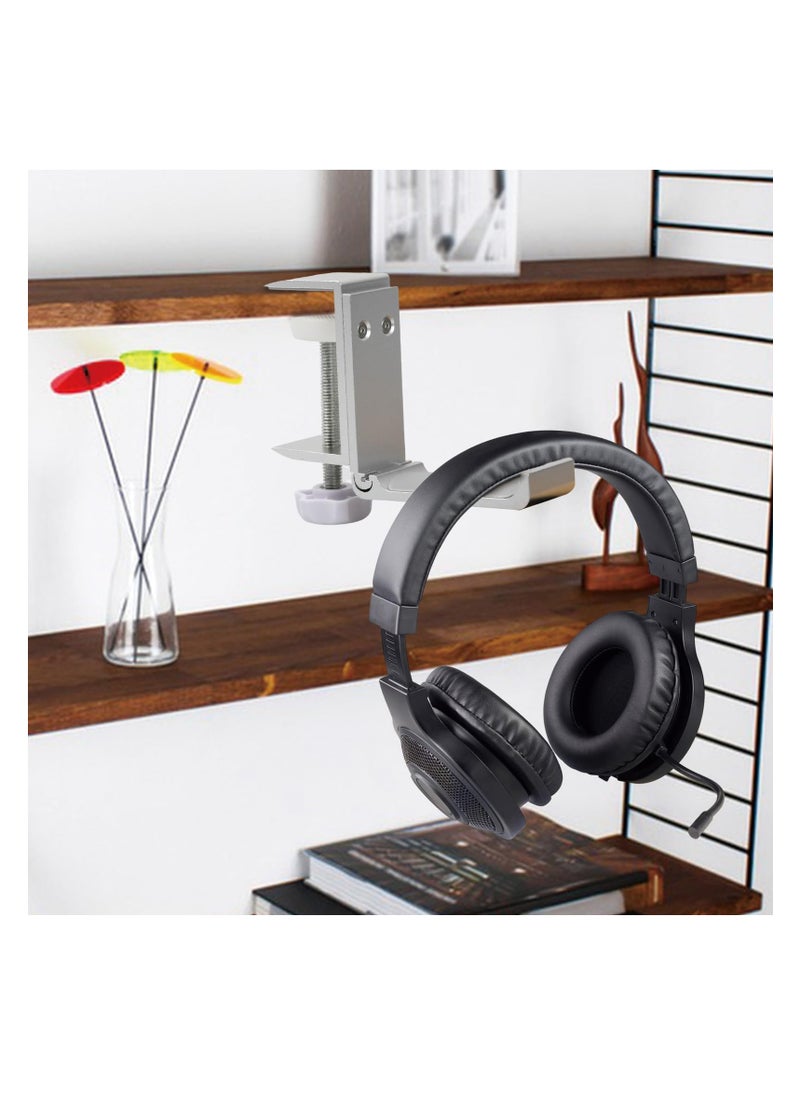 Excefore Aluminum Headphone Stand Hanger Foldable, Headset Holder Clamp Hook Under Desk with Cable Clip, Universal Headset Stand for Most Headset Gaming Headset & Controller, Silver  - Image 4