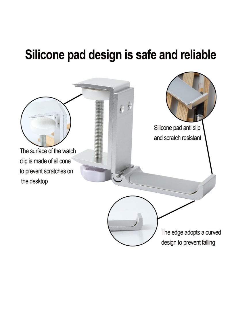 Excefore Aluminum Headphone Stand Hanger Foldable, Headset Holder Clamp Hook Under Desk with Cable Clip, Universal Headset Stand for Most Headset Gaming Headset & Controller, Silver  - Image 5