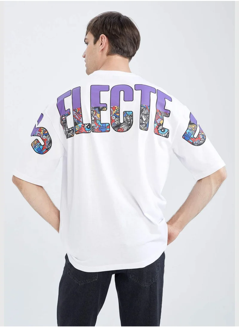 DeFacto Oversized Short Sleeve Back Slogan Print T-Shirt