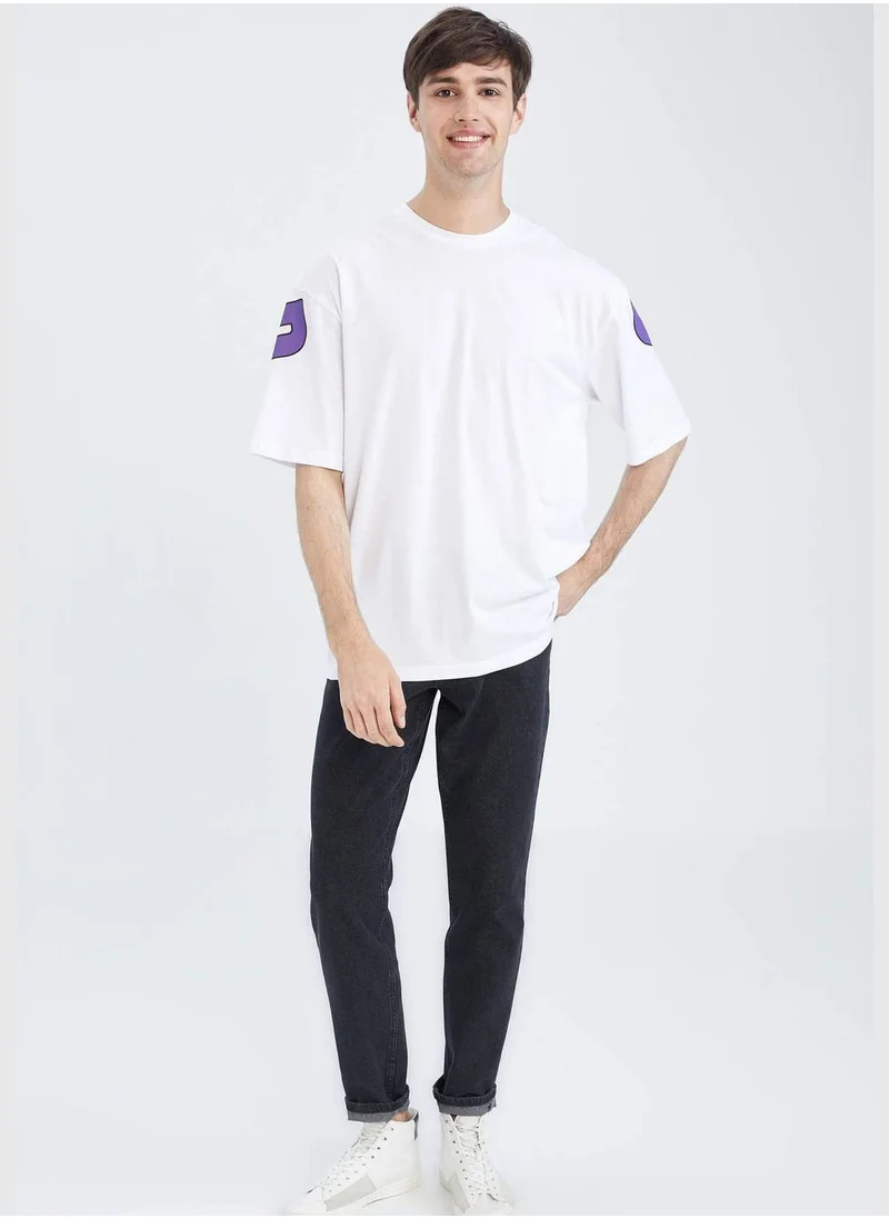 DeFacto Oversized Short Sleeve Back Slogan Print T-Shirt