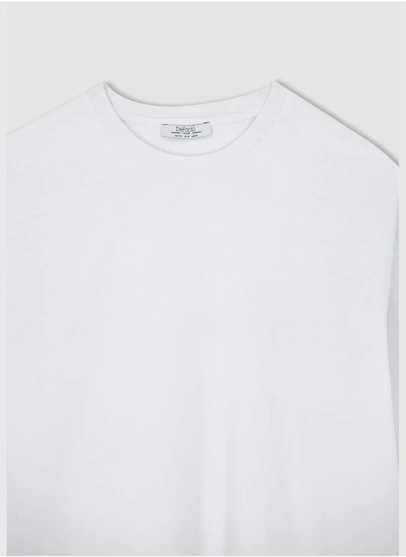 DeFacto Oversized Short Sleeve Back Slogan Print T-Shirt