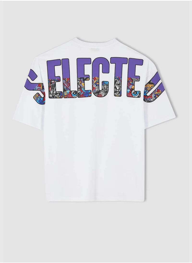 DeFacto Oversized Short Sleeve Back Slogan Print T-Shirt