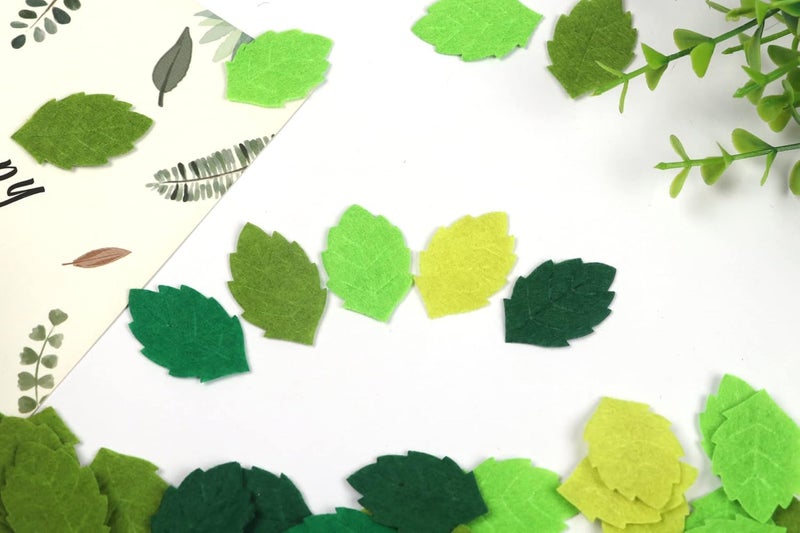 YYCRAFT Pack of 200PCS Felt Lime Green Leaf St. Patrick's Day Appliques Craft,5 Colors - Image 4