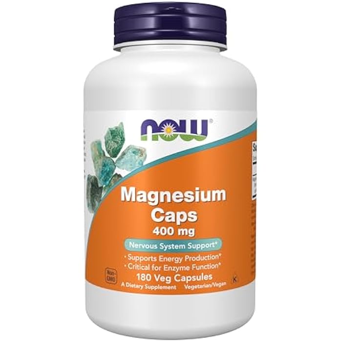 now Supplements, Magnesium 400 mg, Enzyme Function*, Nervous System Support*, 180 Veg Capsules - Image 1
