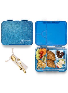 HYDROBREW 6 And 4 Convertible Bento Lunch Box With  Spoon And Fork Set - Glitter Blue  - Image 1