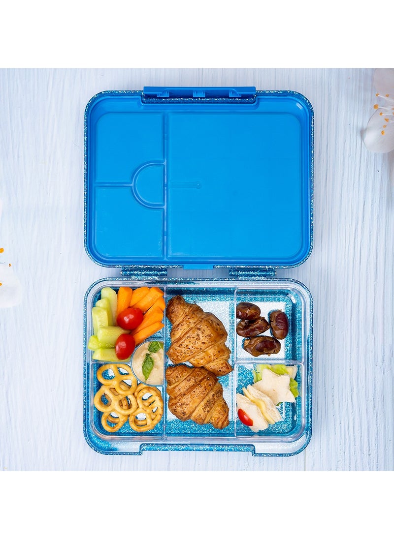 HYDROBREW - 6 And 4 Convertible Bento Lunch Box With  Spoon And Fork Set - Glitter Blue - Image 1
