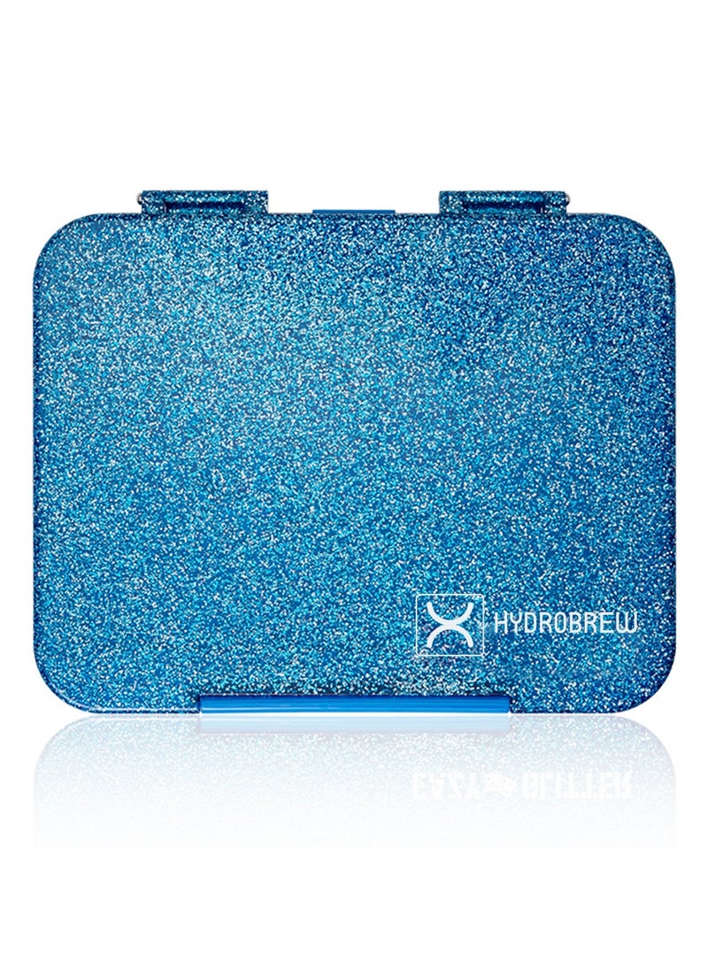 HYDROBREW - 6 And 4 Convertible Bento Lunch Box With  Spoon And Fork Set - Glitter Blue - Image 1