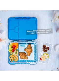 HYDROBREW 6 And 4 Convertible Bento Lunch Box With  Spoon And Fork Set - Glitter Blue  - Image 2