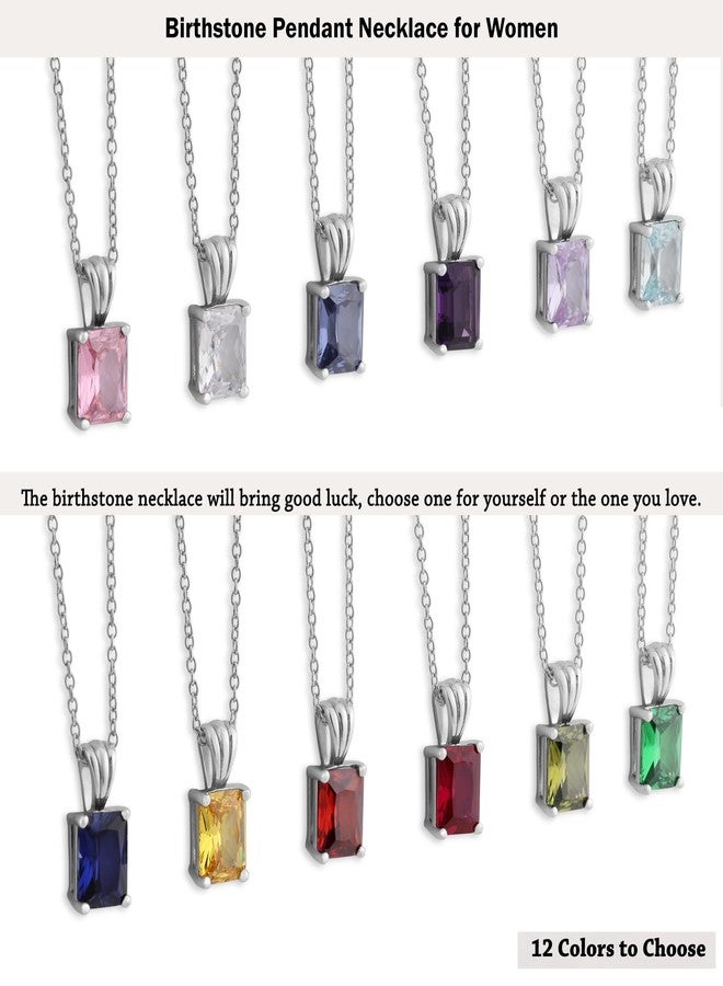 Belacqua Aquamarine Gemstone Necklace in Sterling Silver, Emerald Pendant Size 6 * 8mm, 15" Cable Chain with 2" Extender, Spring Ring Clasp, March Birthstone Necklace for Women, Gift Box Included - Image 5