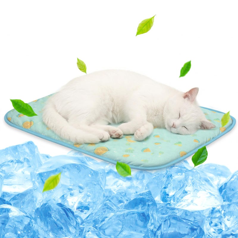 NWK Pet Cooling Mat -Q-Max>0.345 Ice Silk Cooling Mat for Dogs & Cats Portable & Washable Pet Cooling Blanket, Car Seats, Beds for Summer (Green Fruit, 20'' X 16'' X 0.3'') - Image 1