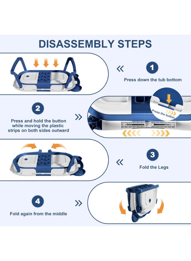 NANAO Collapsible Baby Bathtub for Newborn with Thermometer & 1 Soft Floating Cushion,Portable Travel Bathtub with Drain Hole, Durable Foldable Baby Tubs for Infants to Toddler - Image 4