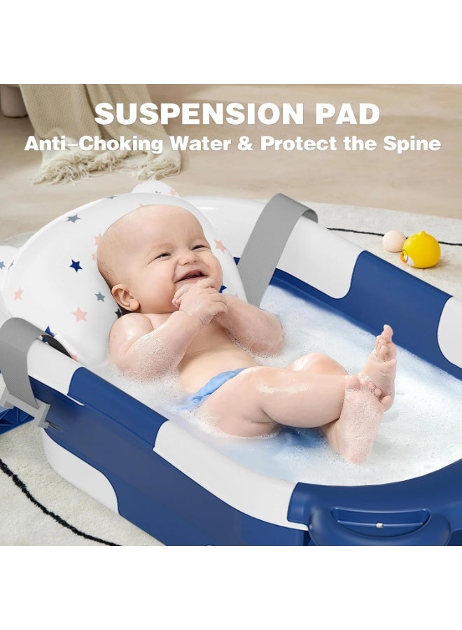 NANAO Collapsible Baby Bathtub for Newborn with Thermometer & 1 Soft Floating Cushion,Portable Travel Bathtub with Drain Hole, Durable Foldable Baby Tubs for Infants to Toddler - Image 2