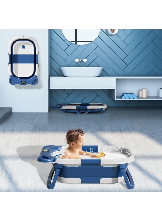 NANAO Collapsible Baby Bathtub for Newborn with Thermometer & 1 Soft Floating Cushion,Portable Travel Bathtub with Drain Hole, Durable Foldable Baby Tubs for Infants to Toddler - Image 5