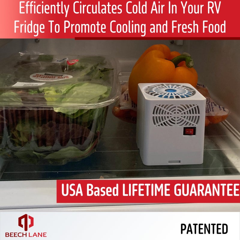 Beech Lane RV Fridge Fan, Patented, High Power 3,000 RPM Motor, Easy On and Off Switch, Multiple Side Vents Increase Airflow, Durable Construction, Helps Circulate Refrigerator Air (Natural) - Image 2