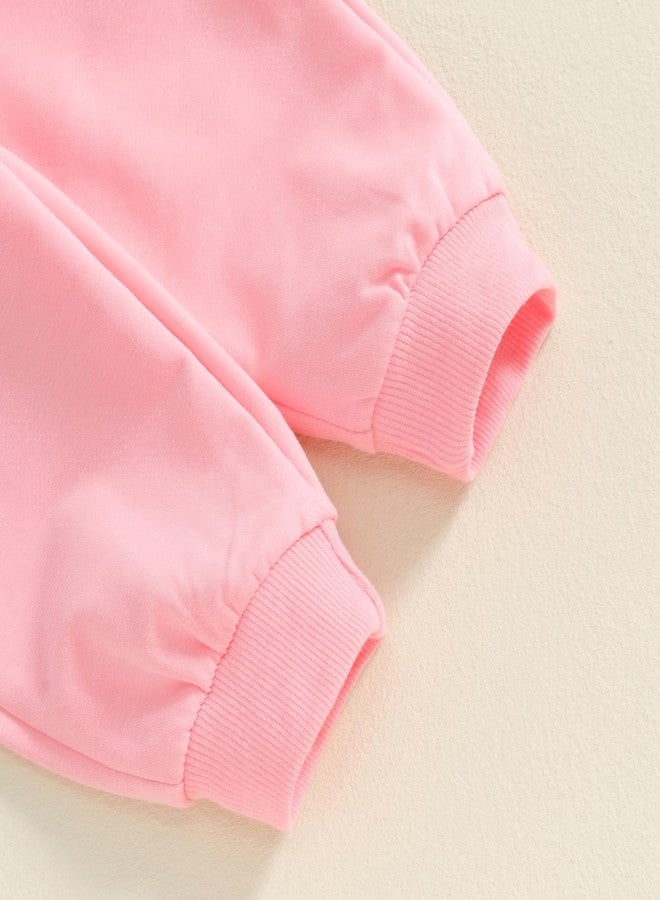 Socutebabe Baby Girl Clothes Newborn Infant Fall Winter Outfits Love Embroidery Long Sleeve Crewneck Sweatshirts Pants 0-24M (Pink, 3-6 Months) - Image 5
