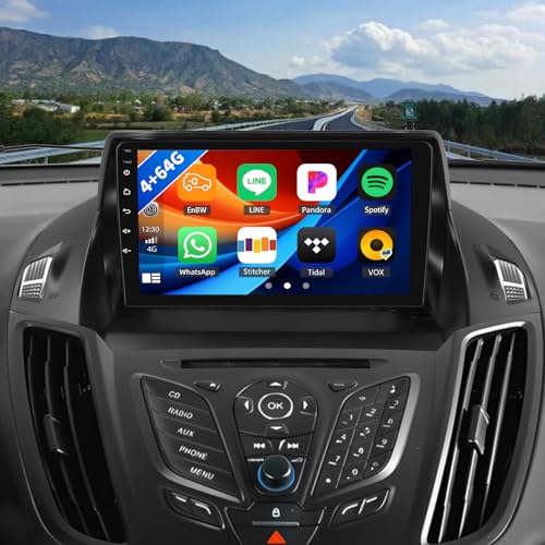 AMprime [4+64G] Android 15 Car Stereo for Ford Escape Kuga 2013-2019 with Wireless Carplay&Android Auto,9 Inch Car Radio with Mirror Link Bluetooth FM/RDS WiFi GPS EQ SWC Dual USB+AHD Backup Camera - Image 1