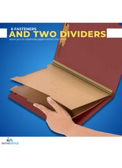 1InTheOffice Classification Folders 2 Dividers Letter Size Brick Red Pressboard Classification Folders Letter Size 2.5 Extension 20 Pack  - Image 4