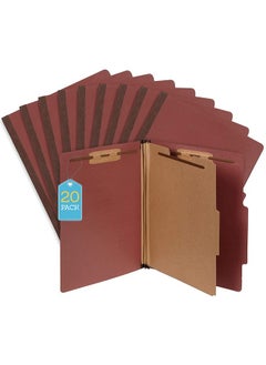 1InTheOffice Classification Folders 2 Dividers Letter Size Brick Red Pressboard Classification Folders Letter Size 2.5 Extension 20 Pack  - Image 1
