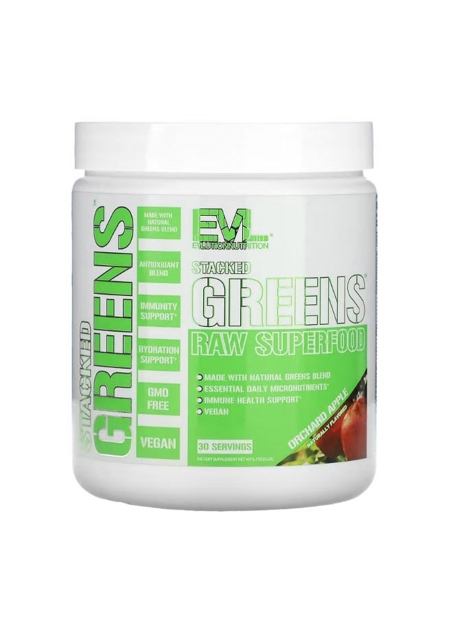 EVLUTION NUTRITION Stacked Greens Raw Superfood Orchard Apple 5.7 oz 162 g  - Image 1