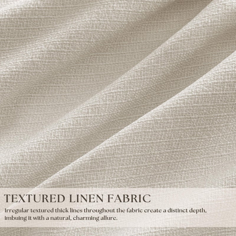 TWODRAPES 105 Inch Blackout Linen Curtains Pinch Pleat for Bedroom Living Room Darkening Neutral Pleated 100% Black Out Thermal Insulated Window Drapes Double Layer Soundproof Curtains 2 Panels Ivory Natural - Image 3