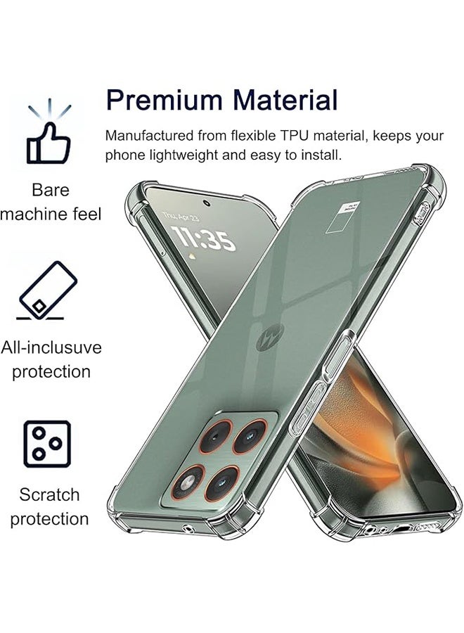 Case for Motorola Edge 70 5G 6.67-Inch, Non-Yellowing Shockproof Phone Bumper Cover, Anti-Fingerprints, Anti-Fall Drop Protection, Anti-Scratch, Soft TPU Ultra Slim Corner Bumper Airbag (Clear) - Image 2
