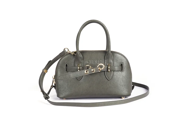 كابلي حقيبة يد جلد صناعي بتصميم ساتشل مستدير