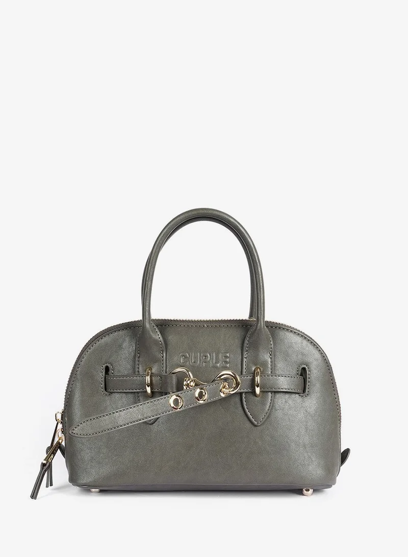 Cuple rounded satchel-style faux leather handbag