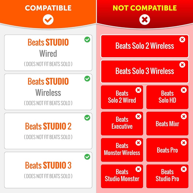 WC Wicked Cushions Replacement Ear Pads for Beats Studio 2 & 3 (B0501, B0500) Wired & Wireless | Does NOT Fit Beats Solo | Softer PU Leather, Enhanced Foam & Stronger Adhesive | 90's Black - Image 2