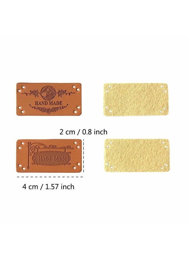 Jurxy 40PCS PU Leather Label Clothing Hand Made Embossed Tag with Holes Embellishment Knit DIY Accessories for Jeans Bags Shoes Hat - 2x4cm - Image 2