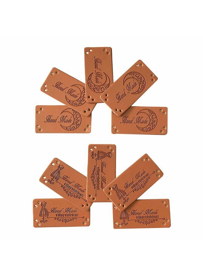 Jurxy 40PCS PU Leather Label Clothing Hand Made Embossed Tag with Holes Embellishment Knit DIY Accessories for Jeans Bags Shoes Hat - 2x4cm - Image 5
