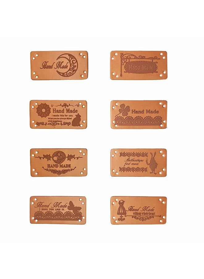 Jurxy 40PCS PU Leather Label Clothing Hand Made Embossed Tag with Holes Embellishment Knit DIY Accessories for Jeans Bags Shoes Hat - 2x4cm - Image 1
