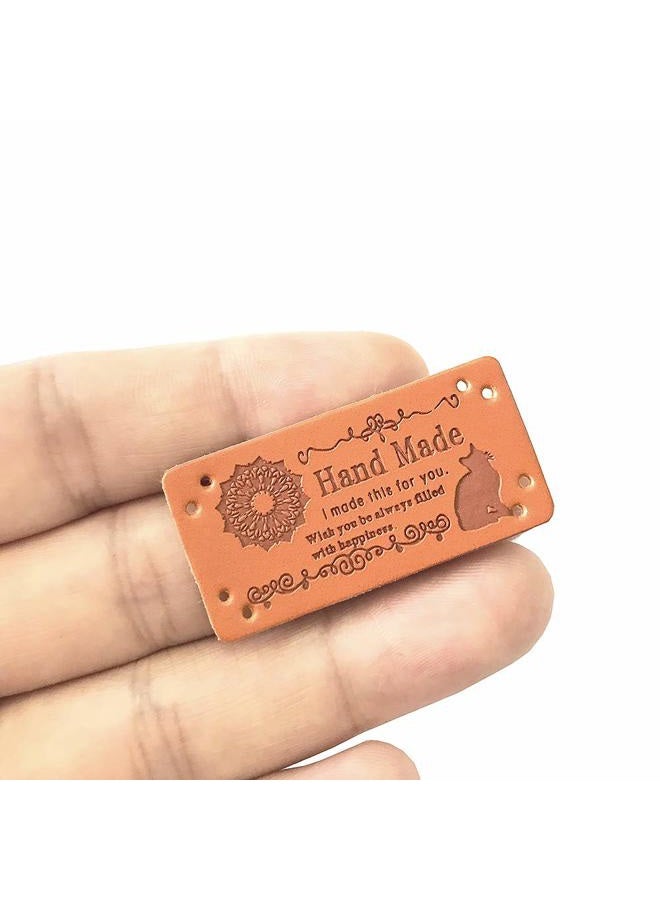 Jurxy 40PCS PU Leather Label Clothing Hand Made Embossed Tag with Holes Embellishment Knit DIY Accessories for Jeans Bags Shoes Hat - 2x4cm - Image 4