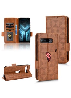 HuHa Case Cover For Asus ROG Phone 3 Strix / 3 ZS661KL Symmetrical Triangle Leather Phone Case Brown 
