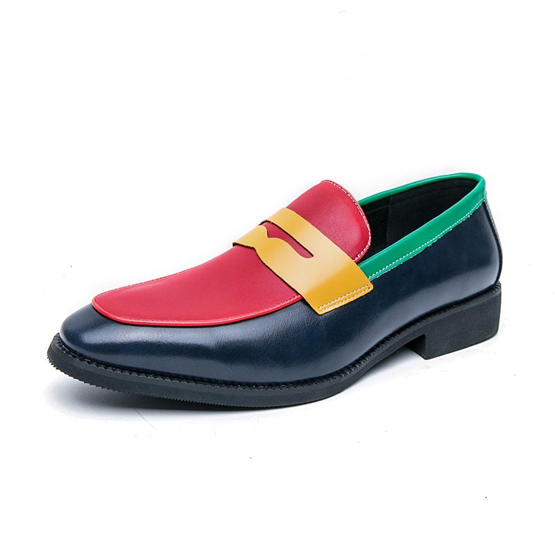 Men'S Shoes Large Size Contrasting Beggar Shoes Slip-On Loafers Open Smile Leather Shoes Retro Trendy Color Matching Tassel Shoes - Image 1