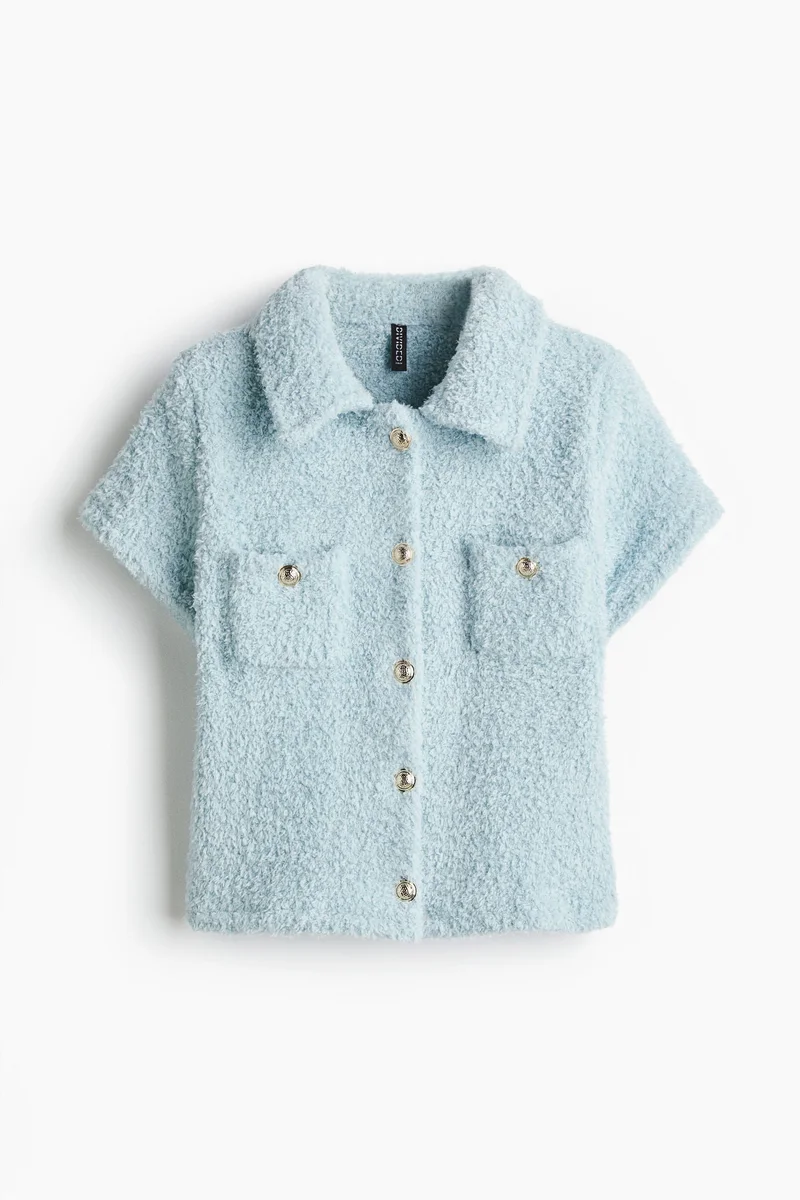 H&M Short-sleeved teddy cardigan
