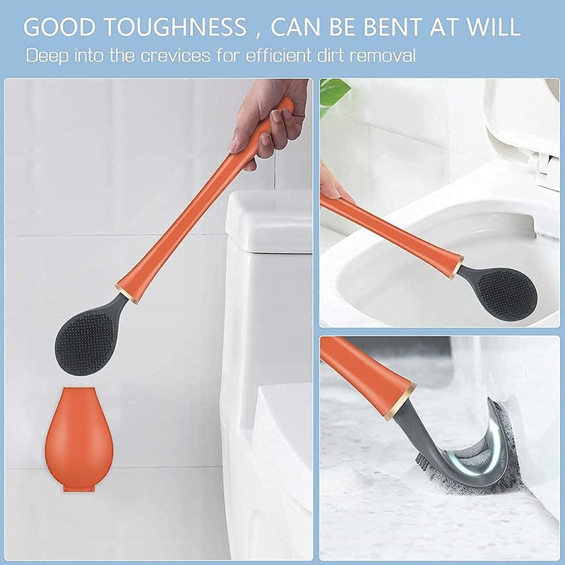 SEASPIRIT New Toilet Brush with Liquid Dispenser Wall Mounted Slim Holder Stand High Deep & Easy Cleaning with Non Slip Soft Bristles Brush for Cleaning Bathroom Kitchen and Home - Image 4