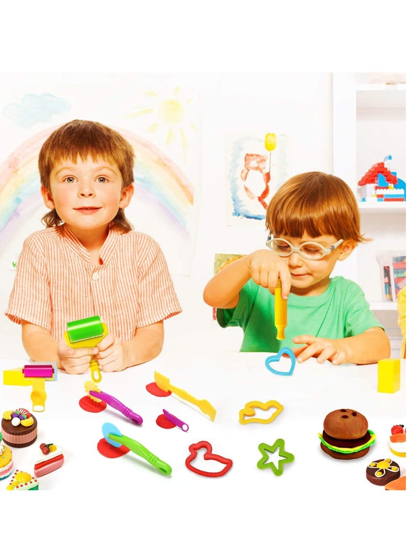 مجموعة أدوات عجينة الطين، 20 قطعة، مجموعة أدوات عجينة اللعب البلاستيكية مع أدوات النمذجة وبكرات وقواطع الطين، مجموعة هدايا تعليمية للأطفال، ألوان عشوائية - Image 2