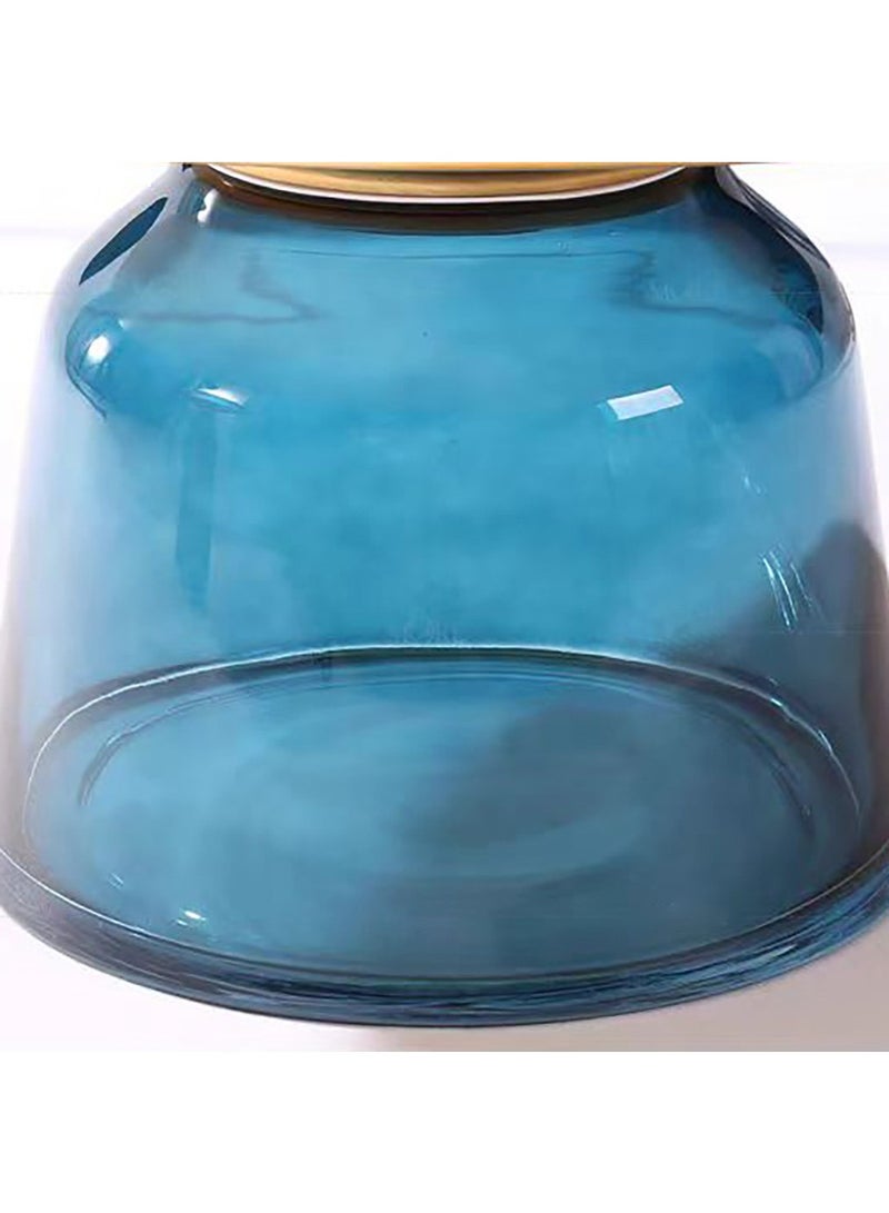 UNIVERSAL Side Table Glass Top Round Blue Caffce Table End Table in Living Room Dining Room Bedroom Office Meeting Room Cafe Rest Area Study D 75CM*H 36CM - Image 5