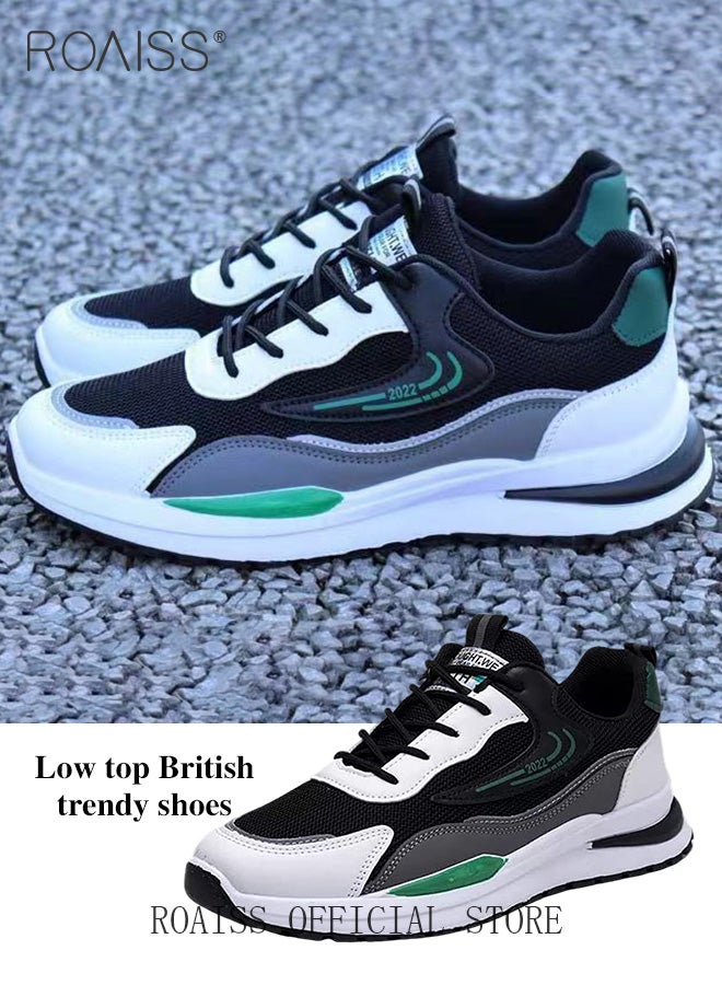 رويس أحذية رياضية رجالية شبكية أحذية رياضية رجالية خفيفة الوزن قابلة للتنفس ومريحة أحذية جري أحذية رياضية ملونة برباط أحذية مسطحة مريحة عصرية ومتعددة الاستخدامات - Image 2