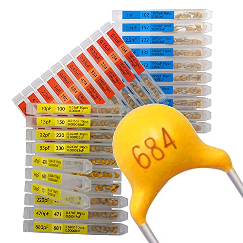 EEEEE 30 Value 300 pcs Multilayer Monolithic Ceramic Capacitor Assortment kit 10pf－10uF Individual Box Lid pf nf uf (300 pcs) - Image 1