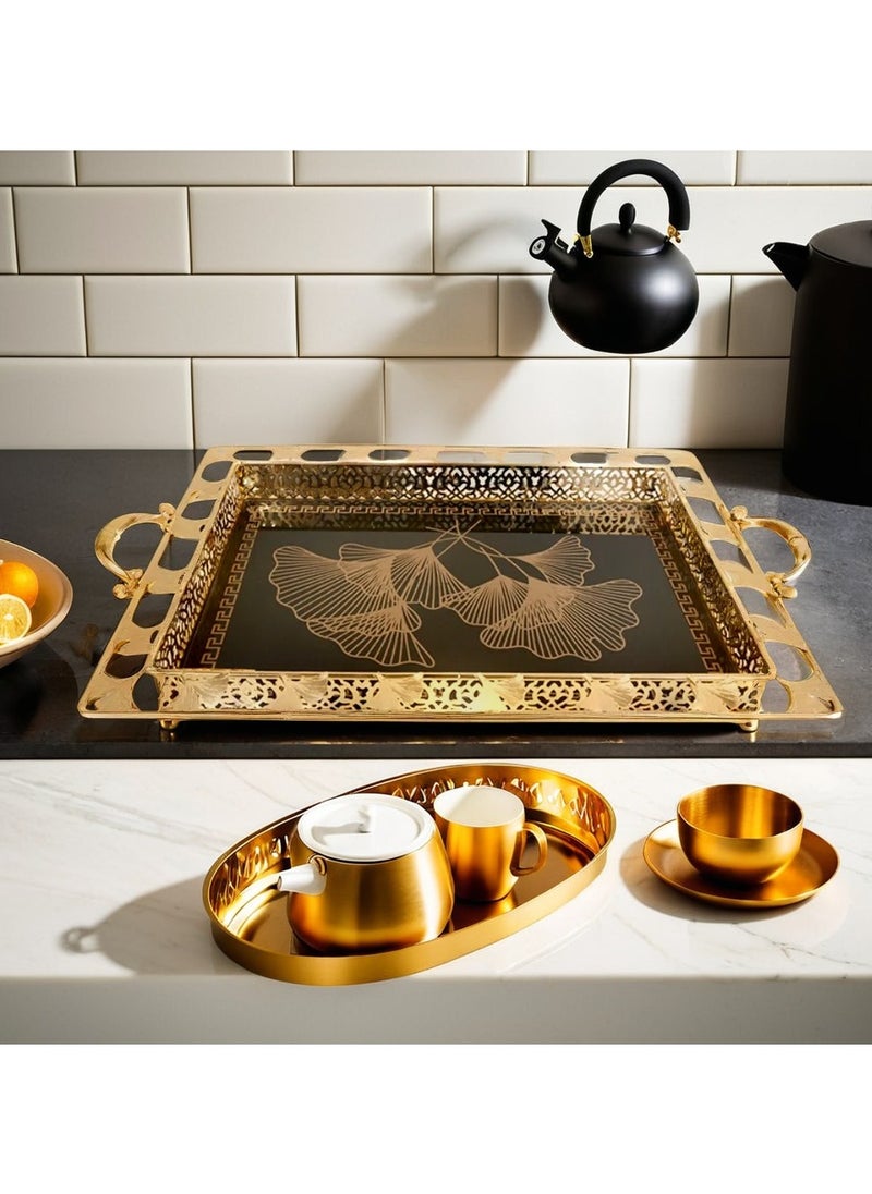 A set of luxurious royal circular serving trays with golden handles is a wonderful addition. Golden color - pzsku/Z6C9DDBDA71FCC264F398Z/45/_/1733824705/1d7935f3-721d-486d-83a2-9c0d20b38e8c