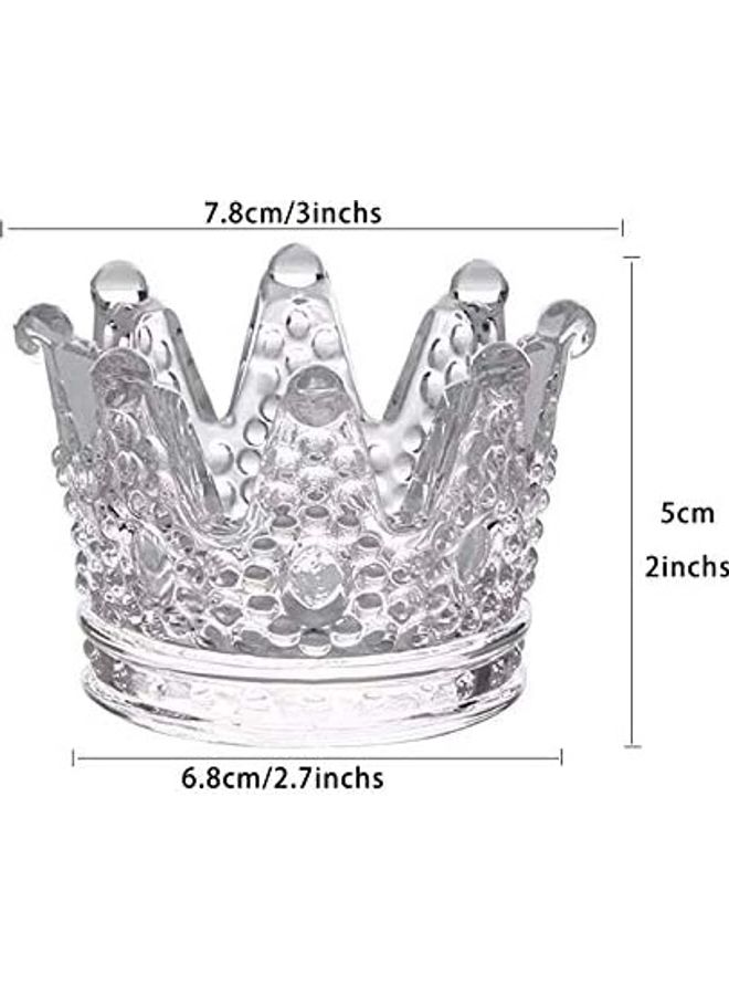 NIBEMINENT 2-Piece Emboss Crown Votive Candle Holders Clear 7.8x5x6.5cm  - Image 2