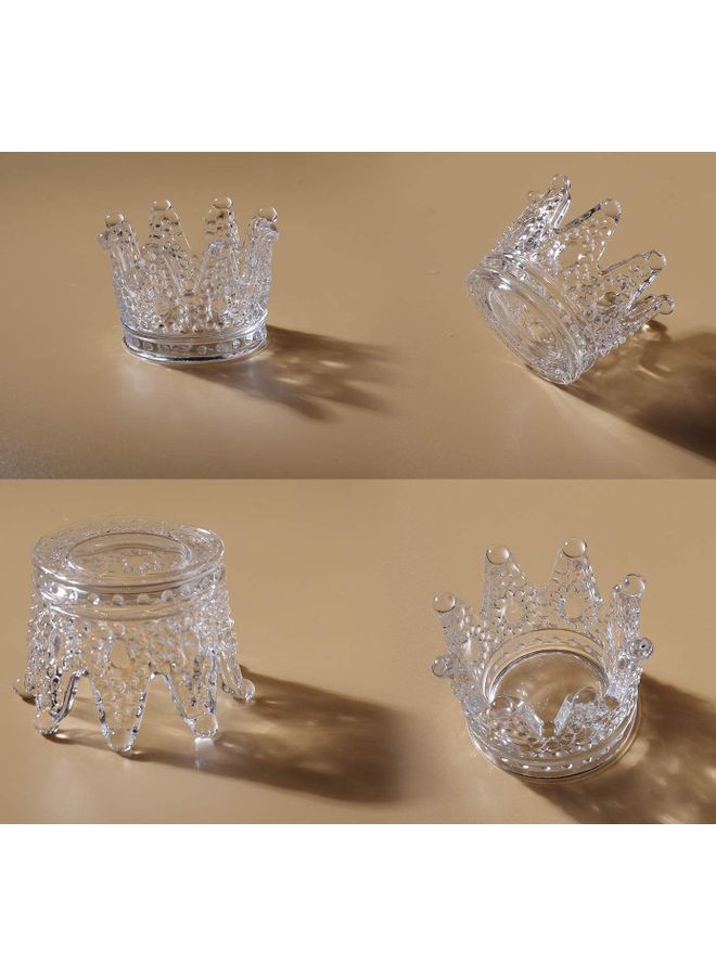 NIBEMINENT 2-Piece Emboss Crown Votive Candle Holders Clear 7.8x5x6.5cm  - Image 3