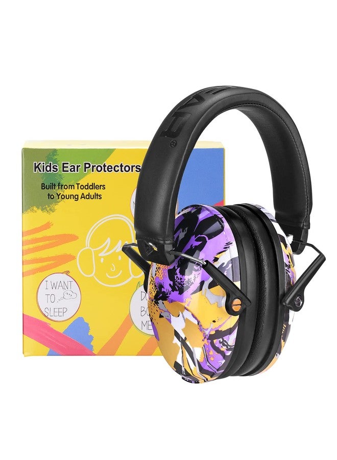 PROHEAR واقيات أذن للأطفال من بروهير 032، حماية سمع آمنة، تقليل الضوضاء بمقدار 25 ديسيبل، واقيات أذن للأطفال، عصابة رأس قابلة للتعديل، مناسبة للحفلات الموسيقية والسباقات والمطارات - جرافيتي بنفسجي - Image 1