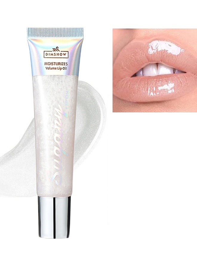 ديمشو زيت شفاه مرطب بحجم براق ومفعول ملء للشفاه، 10 ألوان، مرطب شفاه لامع وجيلي، أحمر شفاه سائل طبيعي للنساء والفتيات (لامع ومتألق، #10) - Image 1