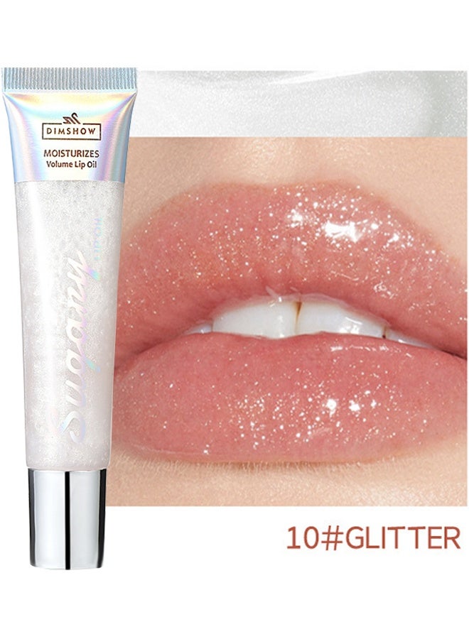 ديمشو زيت شفاه مرطب بحجم براق ومفعول ملء للشفاه، 10 ألوان، مرطب شفاه لامع وجيلي، أحمر شفاه سائل طبيعي للنساء والفتيات (لامع ومتألق، #10) - Image 2