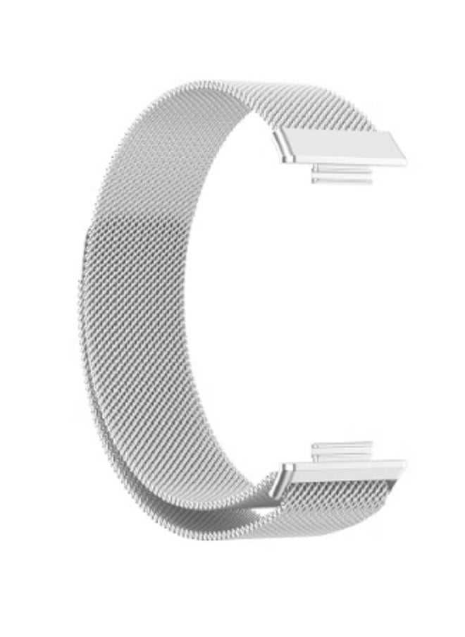 dida-cosmos - Straps Compatible with Huawei Fit 2 Magnetic Stainless Steel Watch Band for Men and Women,Silver - Image 1