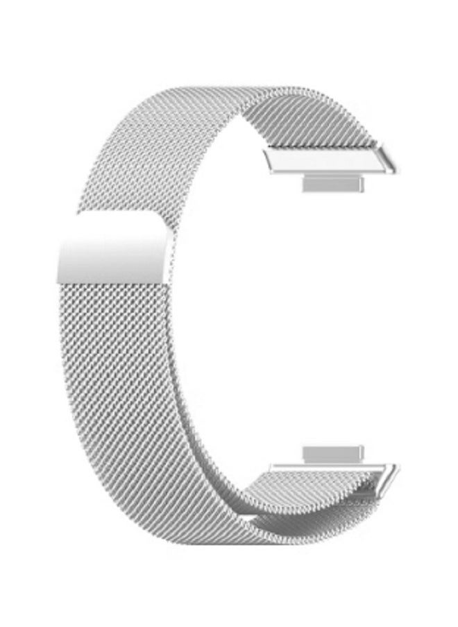 dida-cosmos - Straps Compatible with Huawei Fit 2 Magnetic Stainless Steel Watch Band for Men and Women,Silver - Image 1